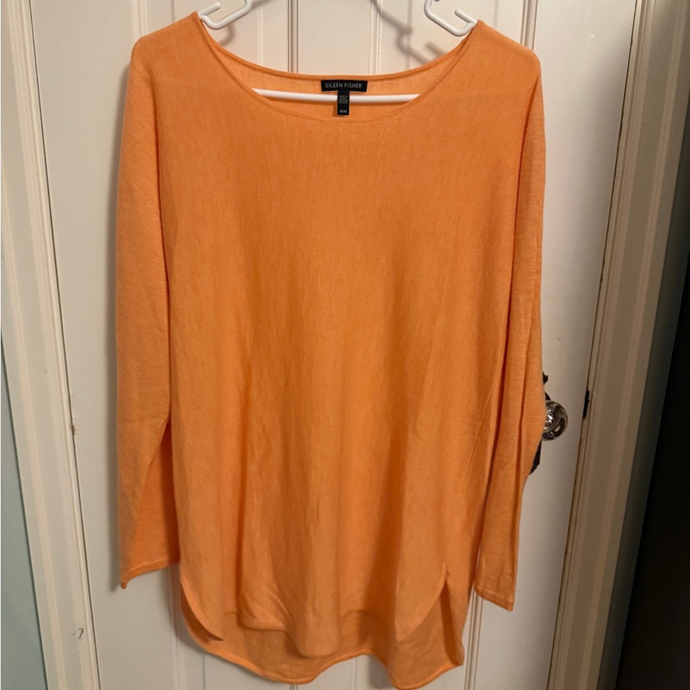 EILEEN FISHER Lightweight Wool Angora Rabbit Cashmere Sweater – Orange, Size M